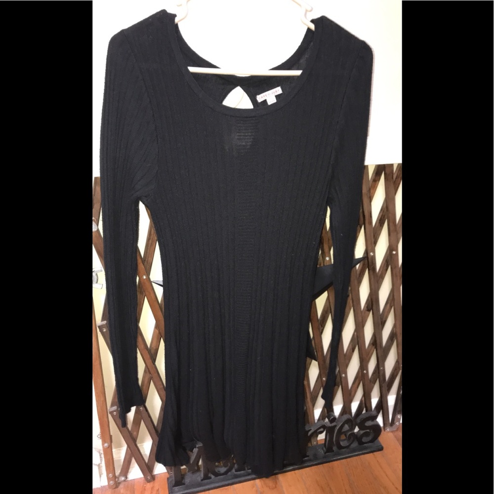 Black long sleeve sweater dress